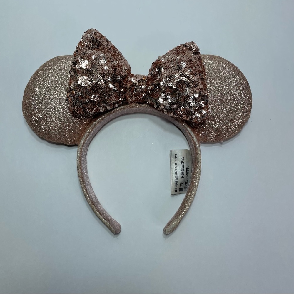 Disney Parks Rose Gold Sequin Minnie Mouse Ears Headband